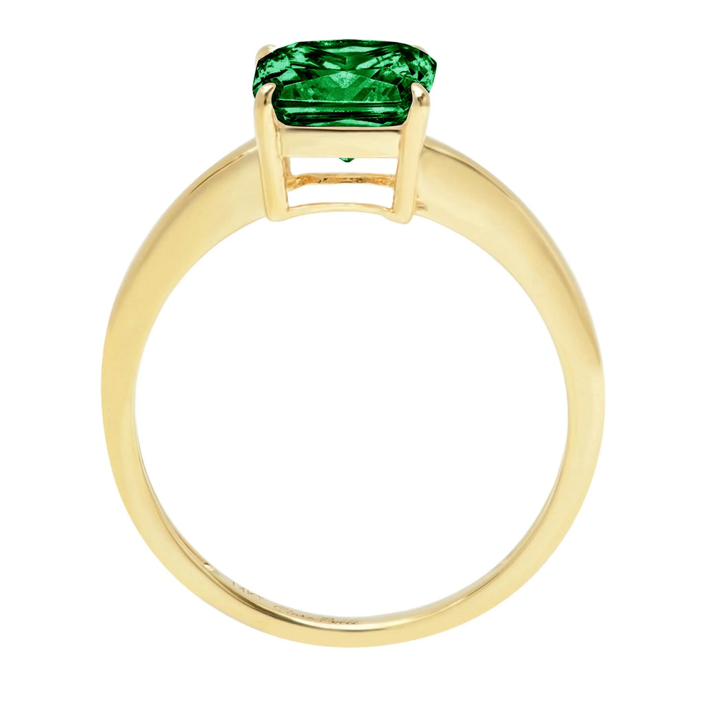 2.5ct Asscher Cut Green Simulated Emerald 18k Yellow Gold Ring Size 8.75 P844511