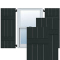 Dark Green Sapele Mahogany Board and Batten Shutters Pair H2962