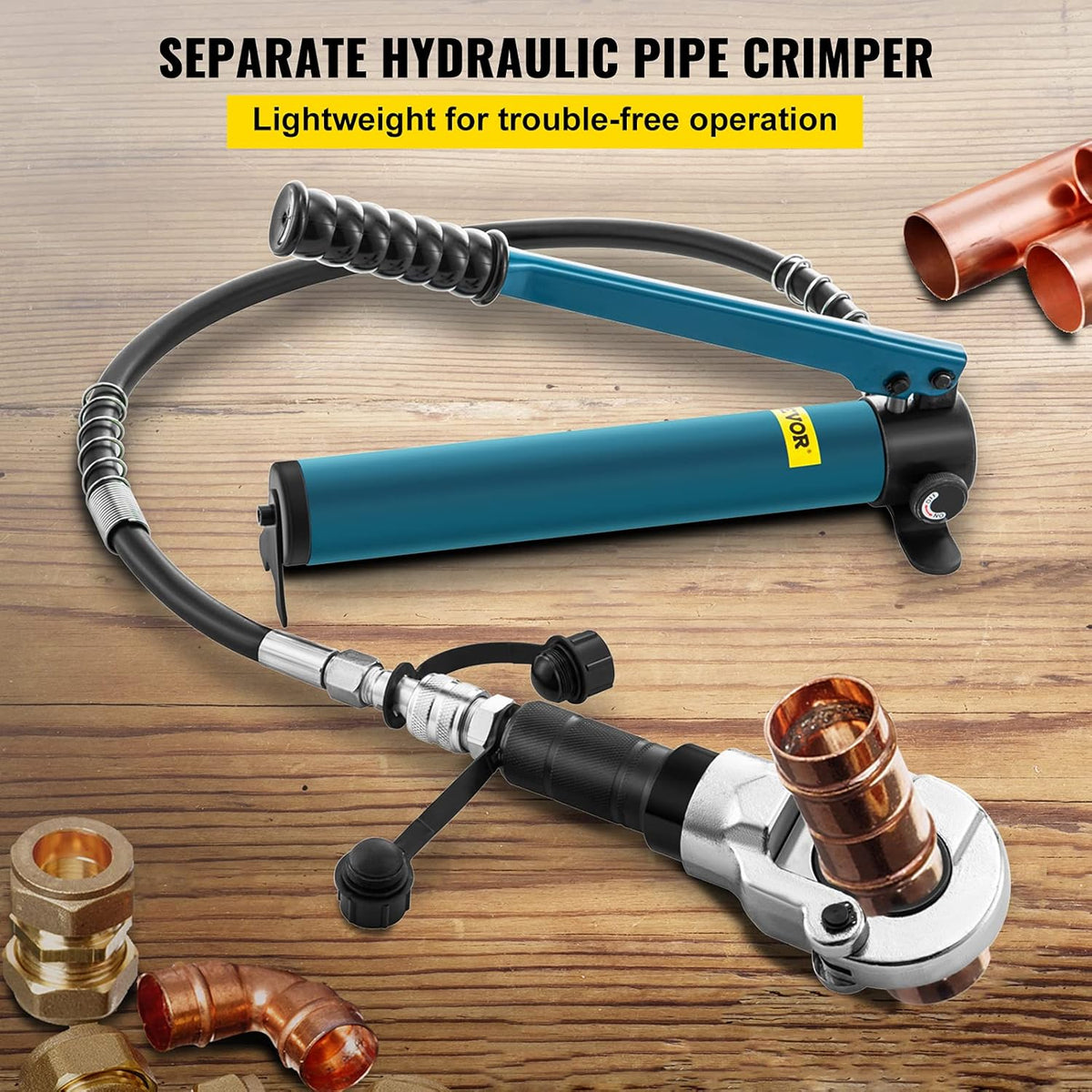 Hydraulic Pipe Crimping Tool, 8T Crimper, 40CR Steel, Jaws 1/2" 3/4" 1" Z15306