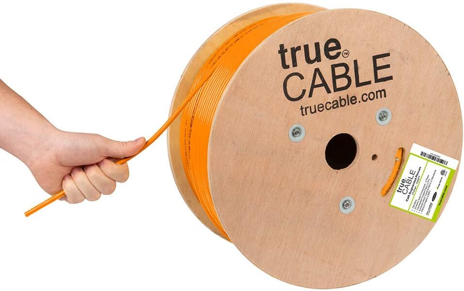 Cat6A Plenum 1000ft Yellow 23AWG 4 Pair Solid Bare Copper Bulk Ethernet Cable I194