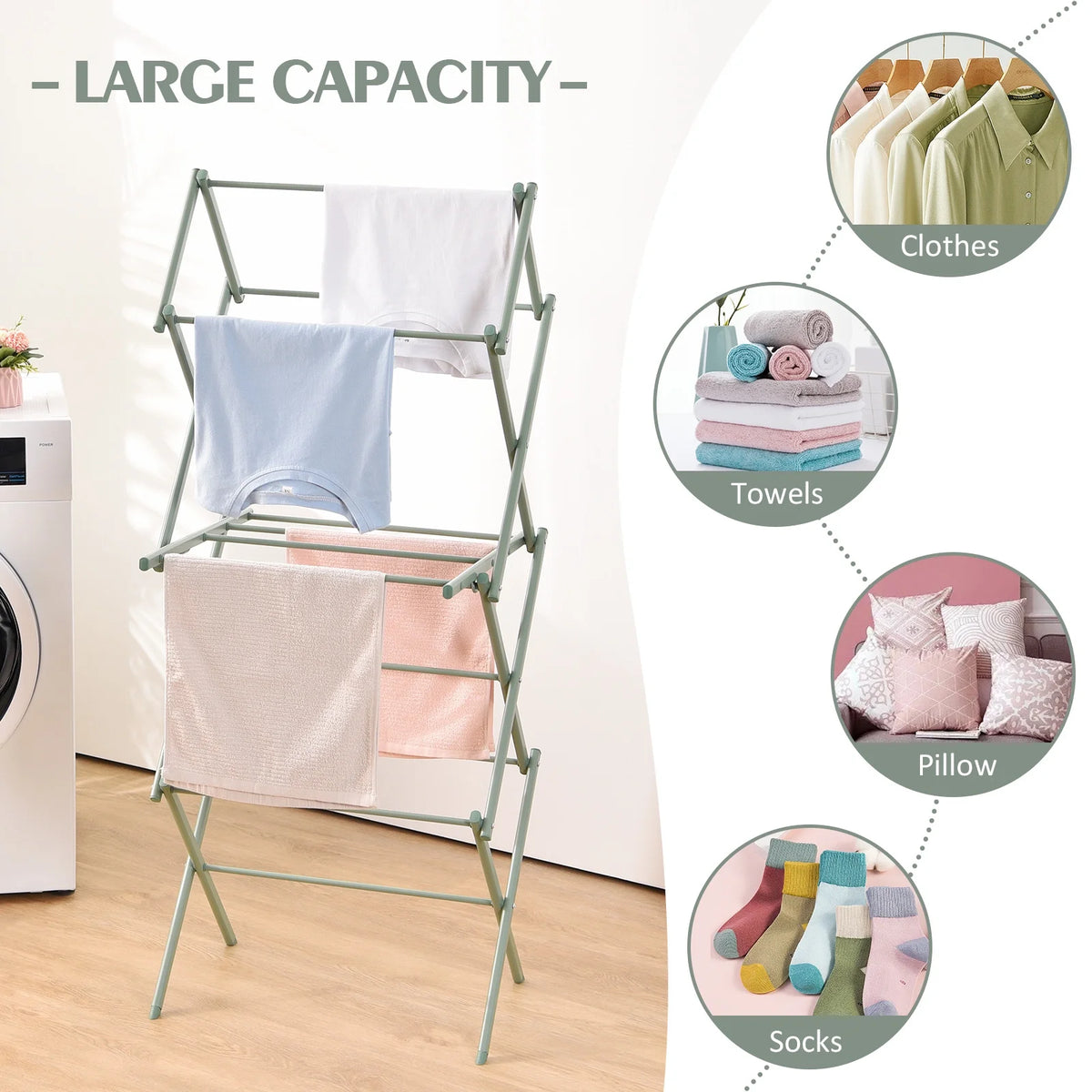 3-Tier Collapsible Steel Laundry Rack J855568
