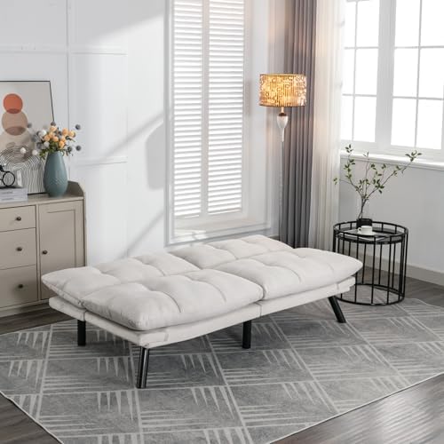 Velvet Convertible Sleeper Sofa Couch with Metal Legs B138