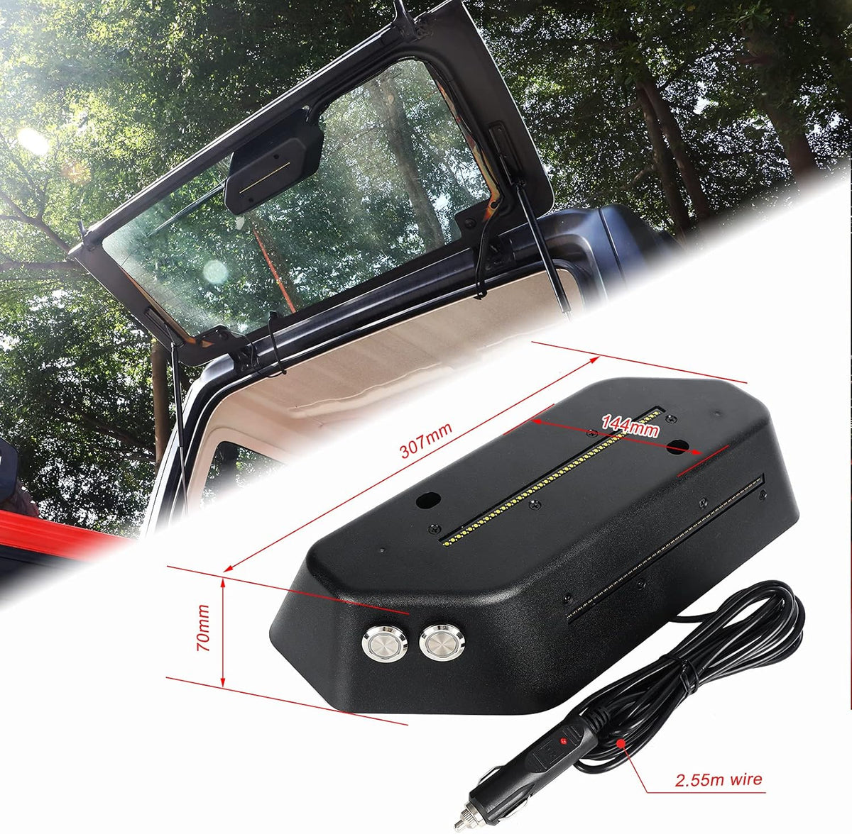LED Trunk Rear Light Rear Glass Lift Gate Dome Light Compatible with Jeep Wrangler JL JLU 2018 2019 2020 LED Cargo Light with White light and Flash Amber Warning Light R4488