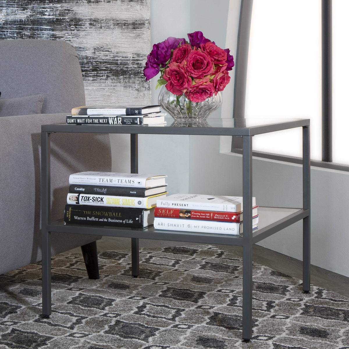 Pewter One Shelf End Table M613