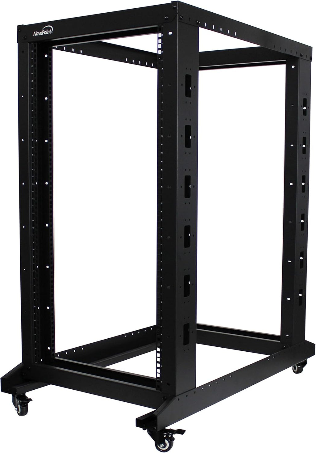 22U 4-Post Open Frame Server Network Rack with Casters Black W718