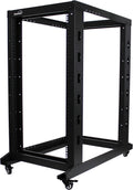 22U 4-Post Open Frame Server Network Rack with Casters Black W718