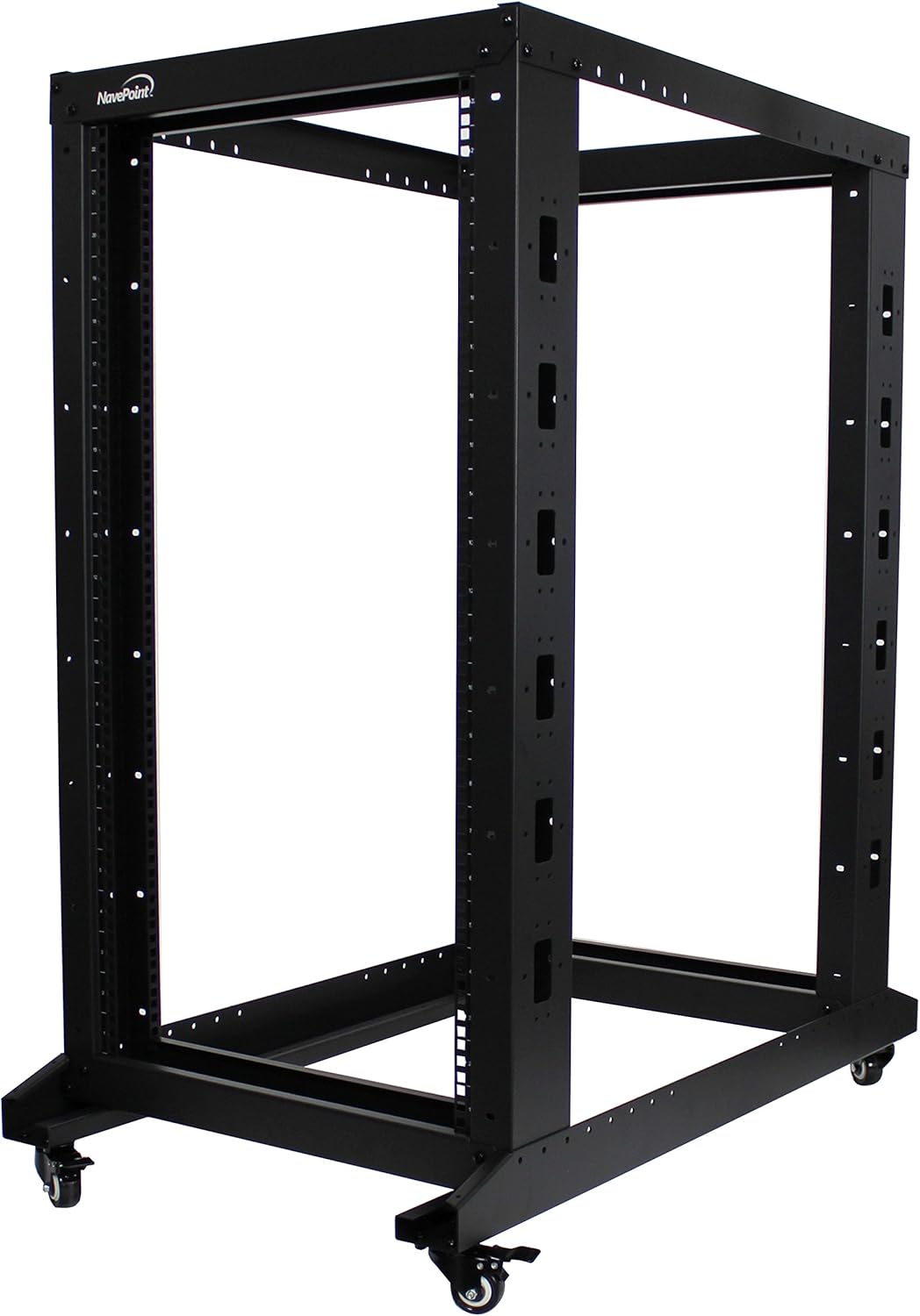 22U 4-Post Open Frame Server Network Rack with Casters Black W718