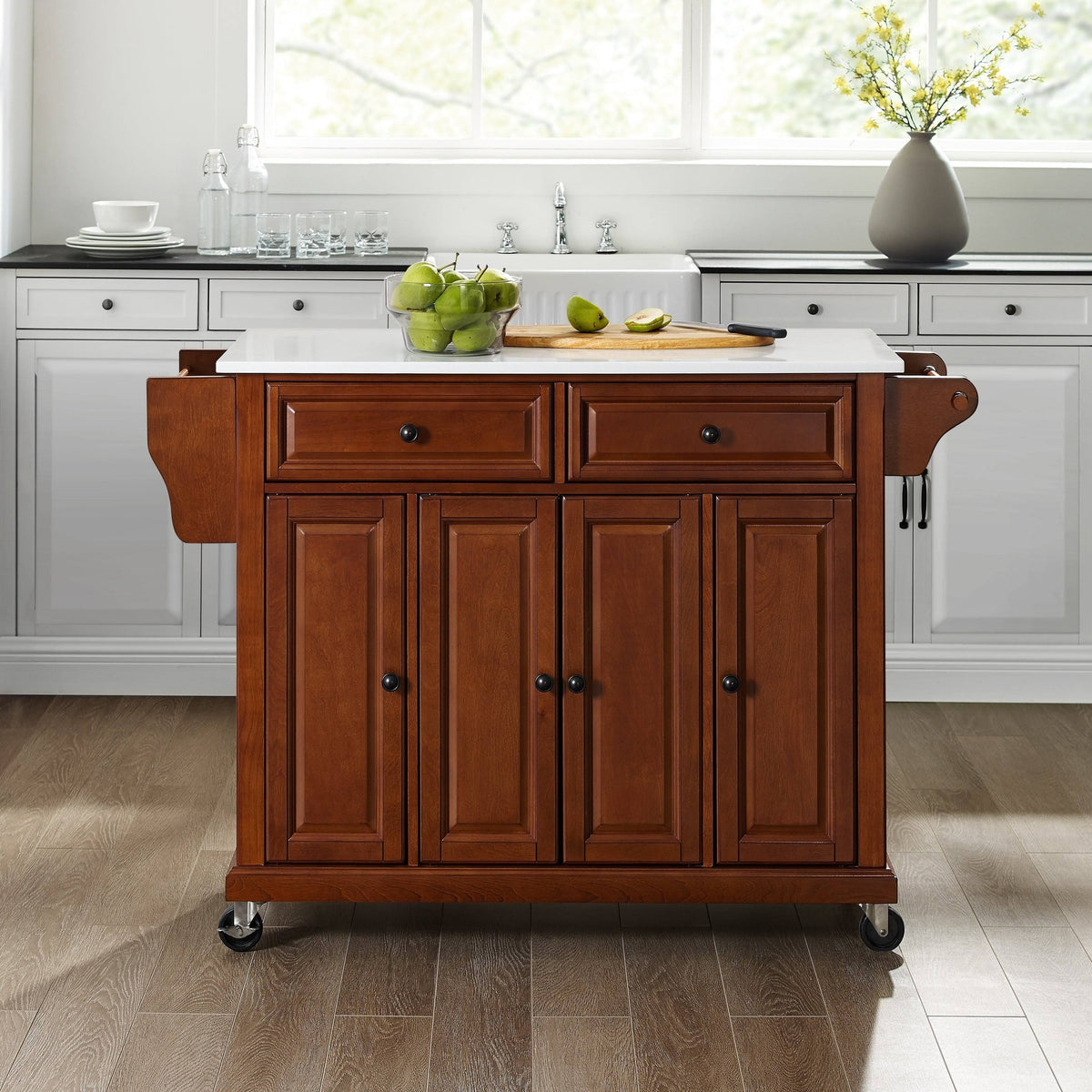 Full Size Granite Top Kitchen Cart A935