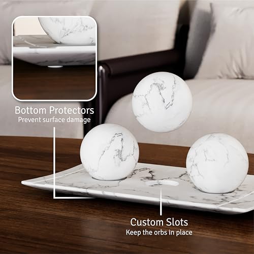 White Marble Look Tray and Orb Set T155055