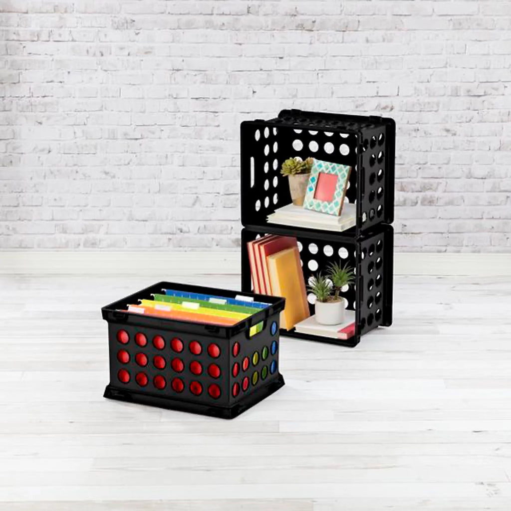 Stackable Storage Crate Organizer Bins with Handles, 6 Pack W792594