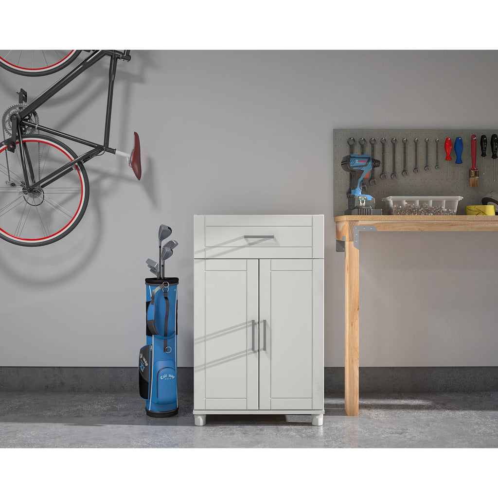 24" 1 Drawer 2 Door White Storage Cabinet S8762