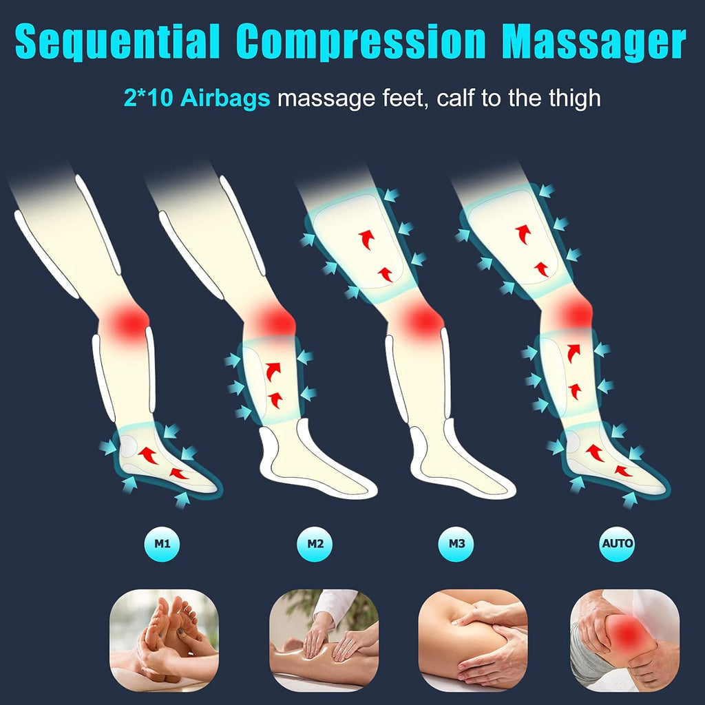 Leg Massager with Air Compression, 4 Intensities & 4 Modes G733498