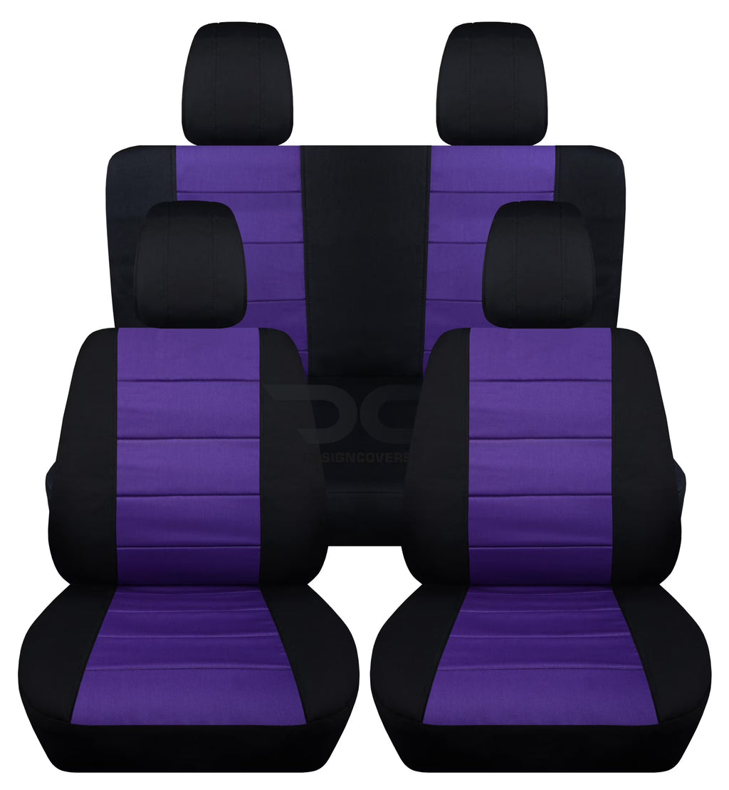 Black and Purple Cotton Seat Covers for Jeep Wrangler JK 2-Door I37609