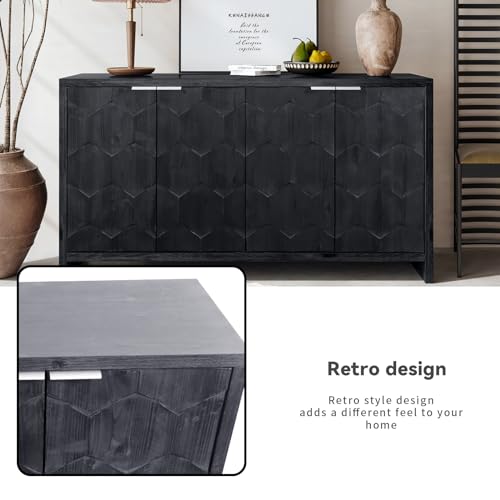 3-Door Sideboard Storage Cabinet with Wooden Texture U28554