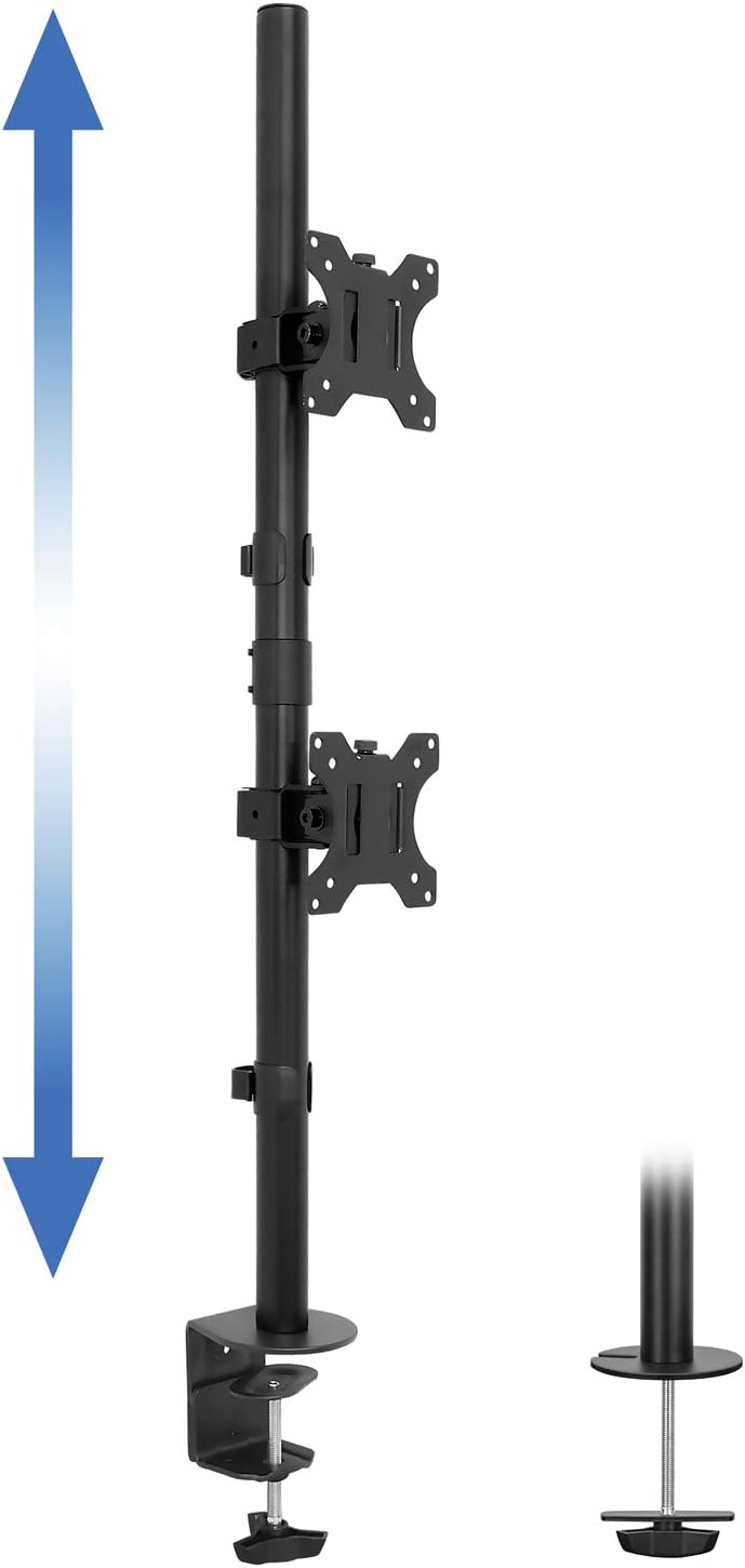 Vertical Dual Monitor Mount, Stacked Desk Stand, Fits 19-32 Inches, VESA 75 100 P4528