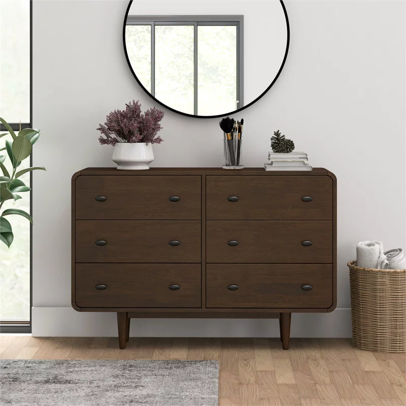 Brown 6 Drawer Solid Wood Dresser Y308768