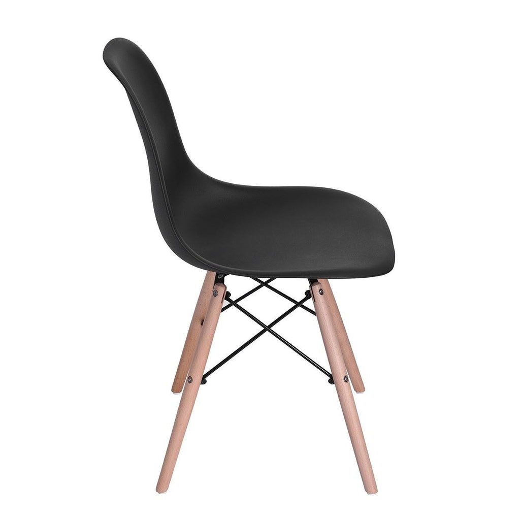 Black Plastic Dining Chair with Beech Wood Legs (Set of 6) A9024