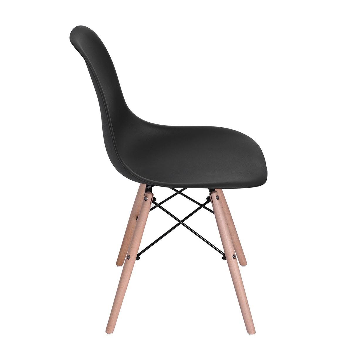 Black Plastic Dining Chair with Beech Wood Legs (Set of 6) A9024