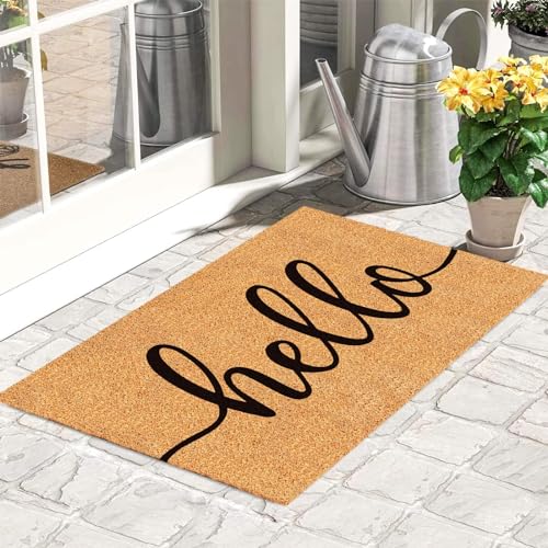 Natural Coir Welcome Mat with Black Border 16.5 x 29 Inch C5832