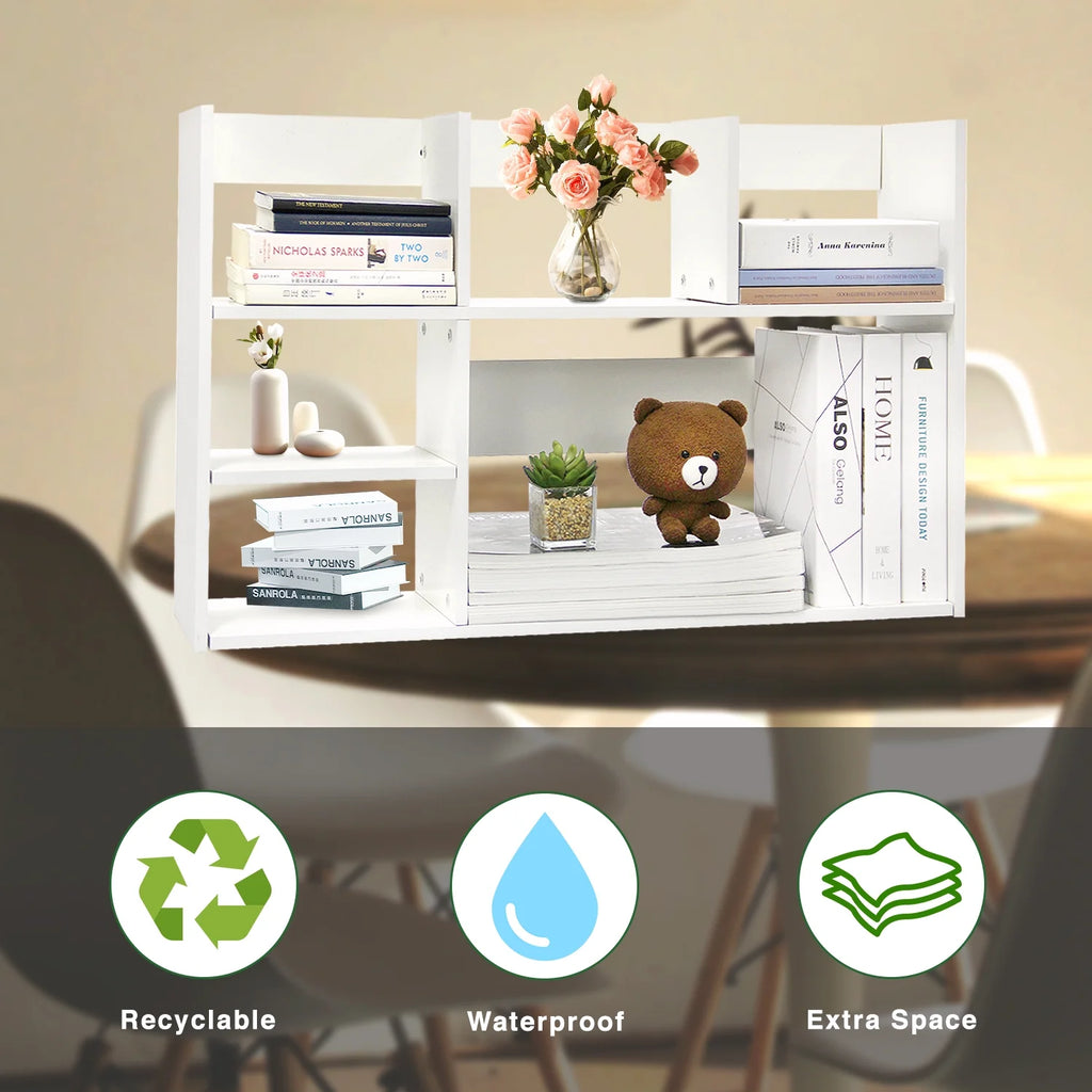 Wood Desktop Organizer Storage Rack White H7531