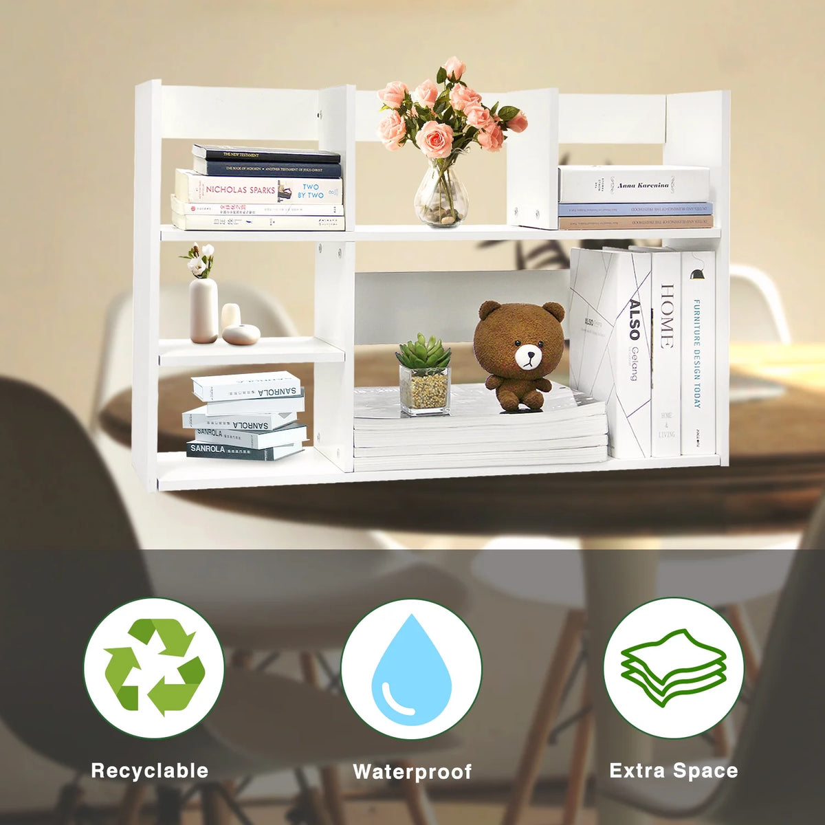 Wood Desktop Organizer Storage Rack White H7531