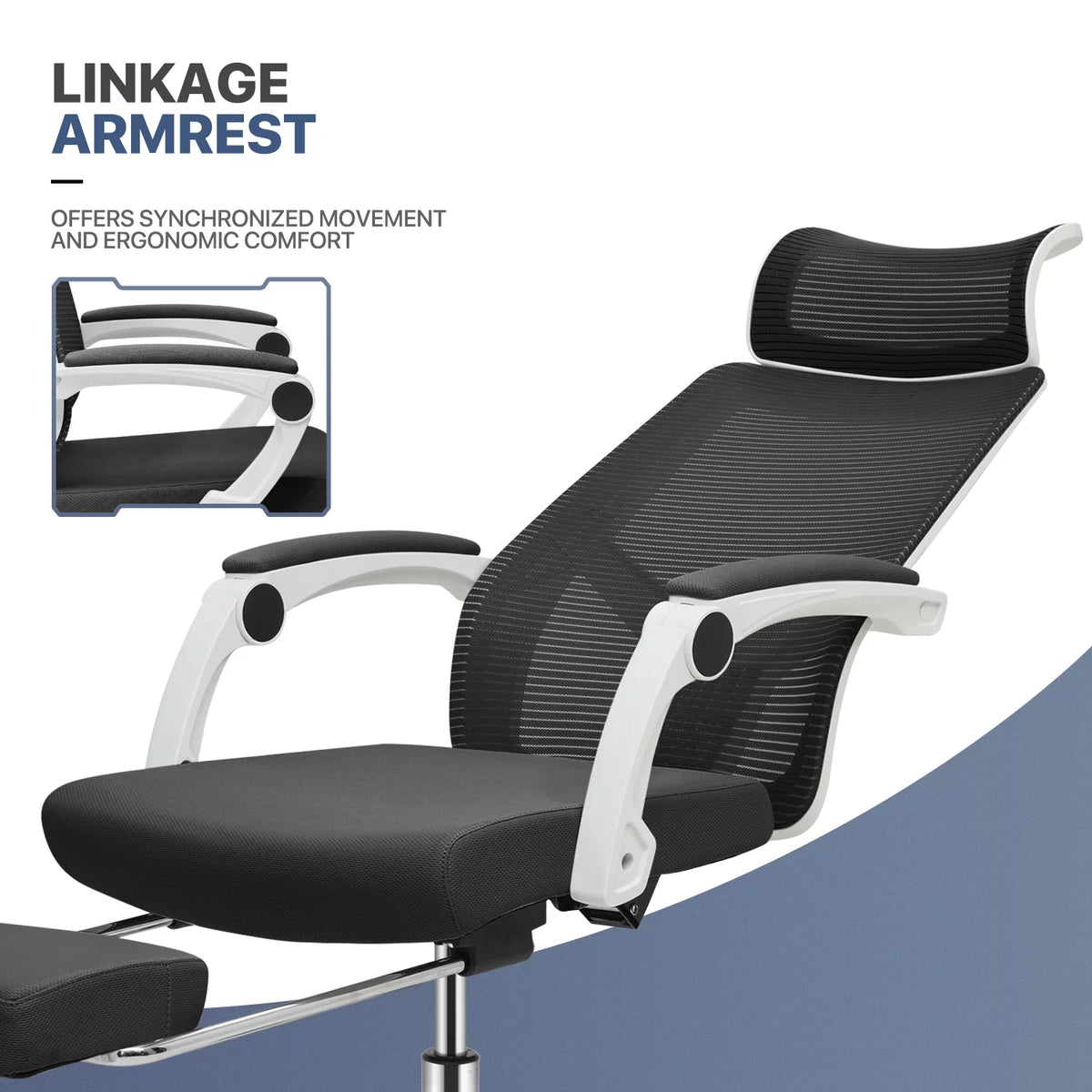 Black Ergonomic High Back Mesh Office Chair with Headrest & Footrest G763271