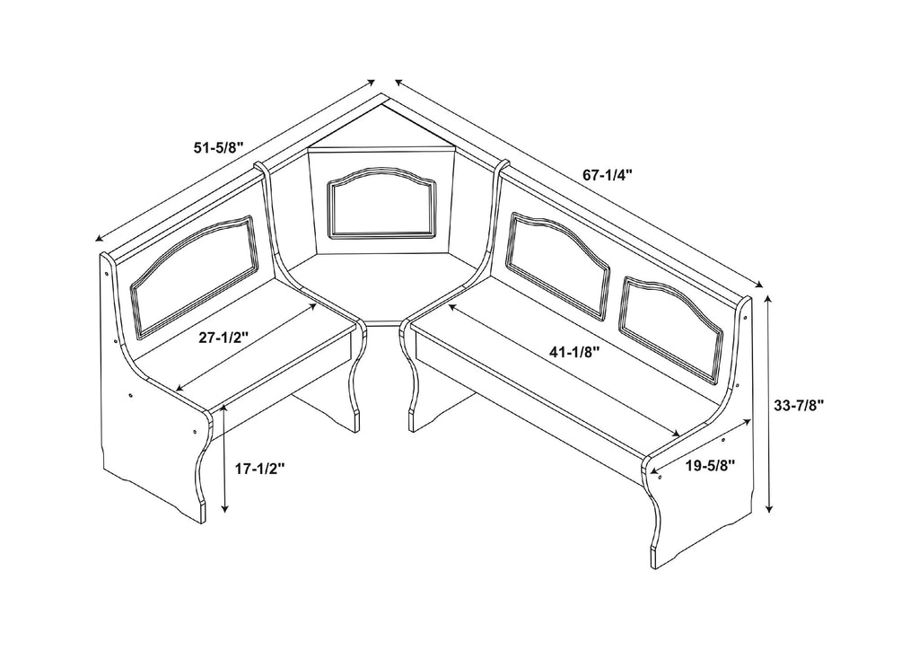 Corner Dining Breakfast Nook with Storage, Seats 4, Natural Honey Finish K724