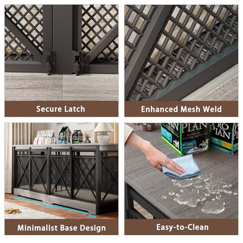 Grey Extra Large Double Dog Crate Furniture with Removable Divider G7070