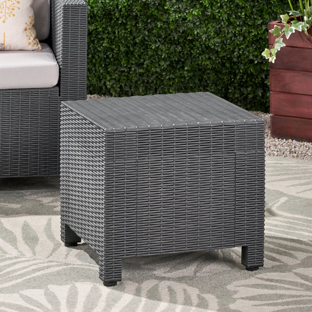 Dark Gray Wicker Side Table M732
