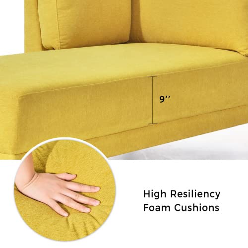 Yellow Fabric Upholstered Corner Chaise Lounge K8865