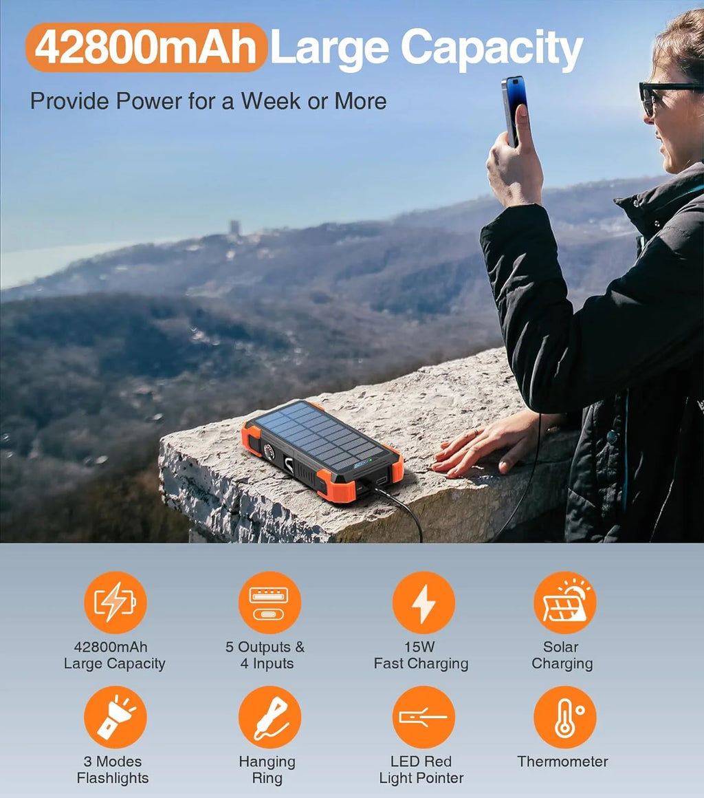 42800mAh Solar Charger Power Bank Portable Battery Pack K59203