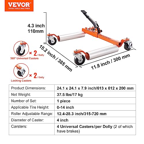 1 Piece Heavy Duty Ratcheting Wheel Dolly 1500 LBS D77151