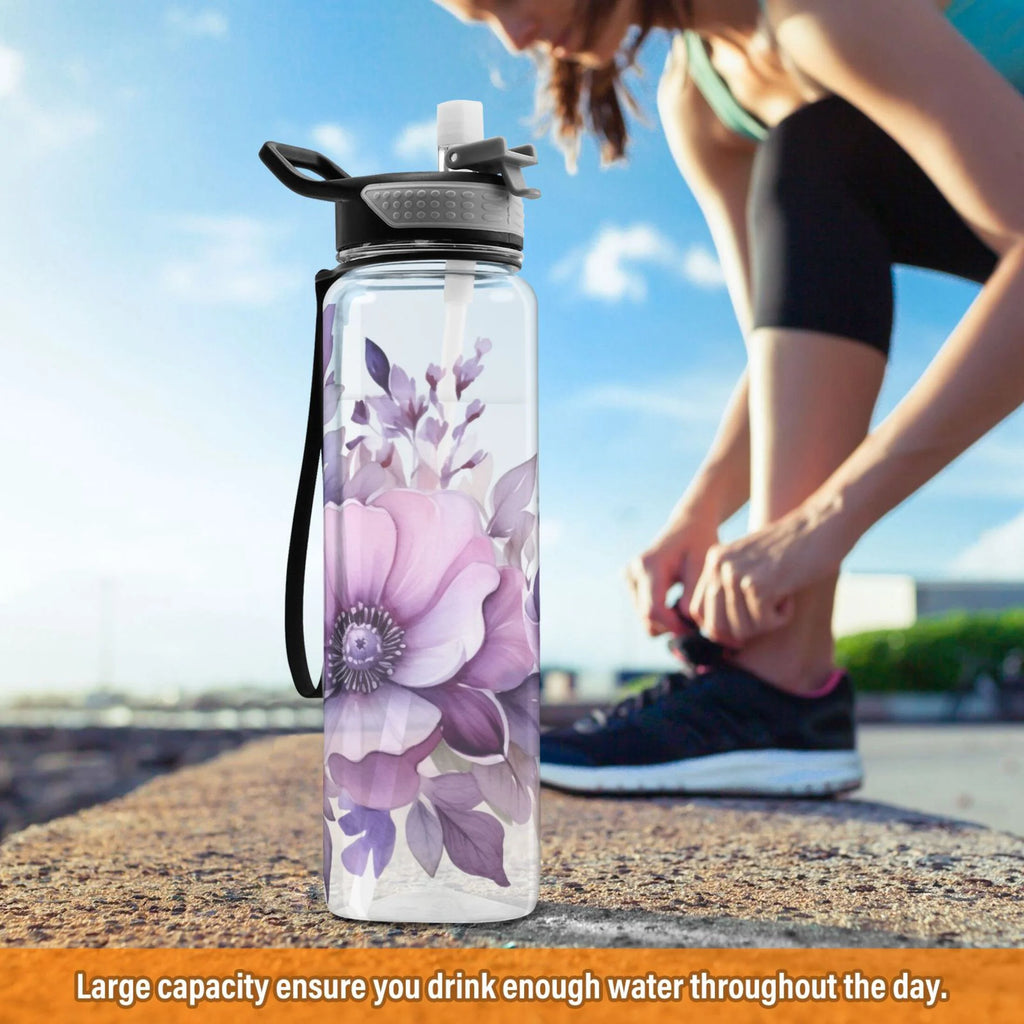 Purple 32oz Tritan Sports Water Bottle with Straw J613