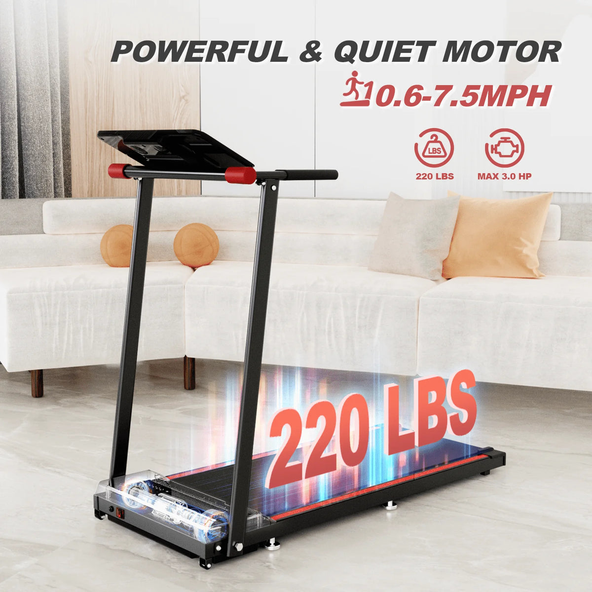 Folding Treadmill with 12 Preset Programs, 3.0 HP and 220 LBS Capacity Z68177