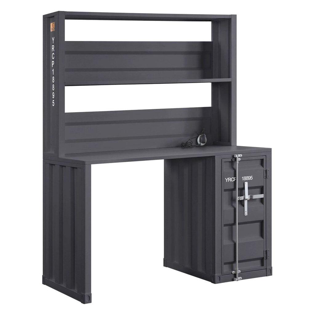 Metal Frame Desk and Hutch with Storage Base in Blue G9821