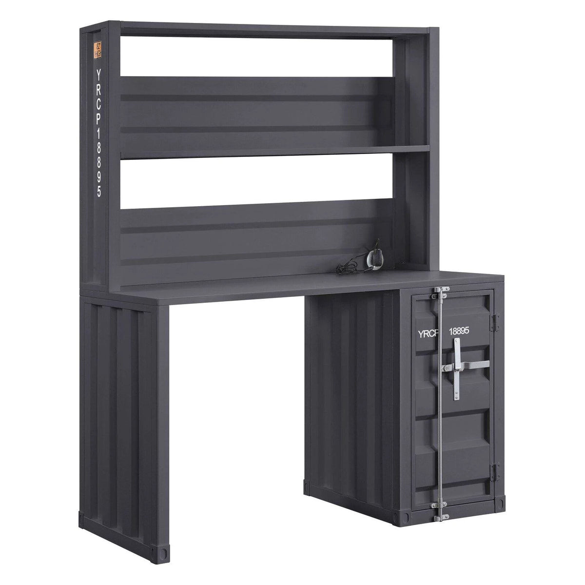 Metal Frame Desk and Hutch with Storage Base in Blue G9821
