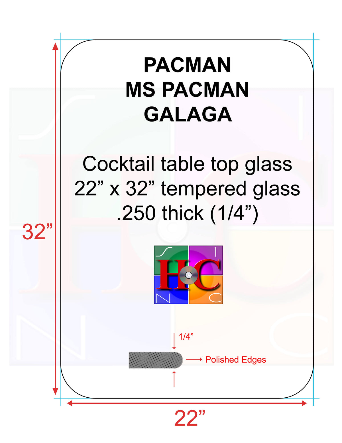 Tinted Cocktail Table Top Glass with 4 in Radius Z346