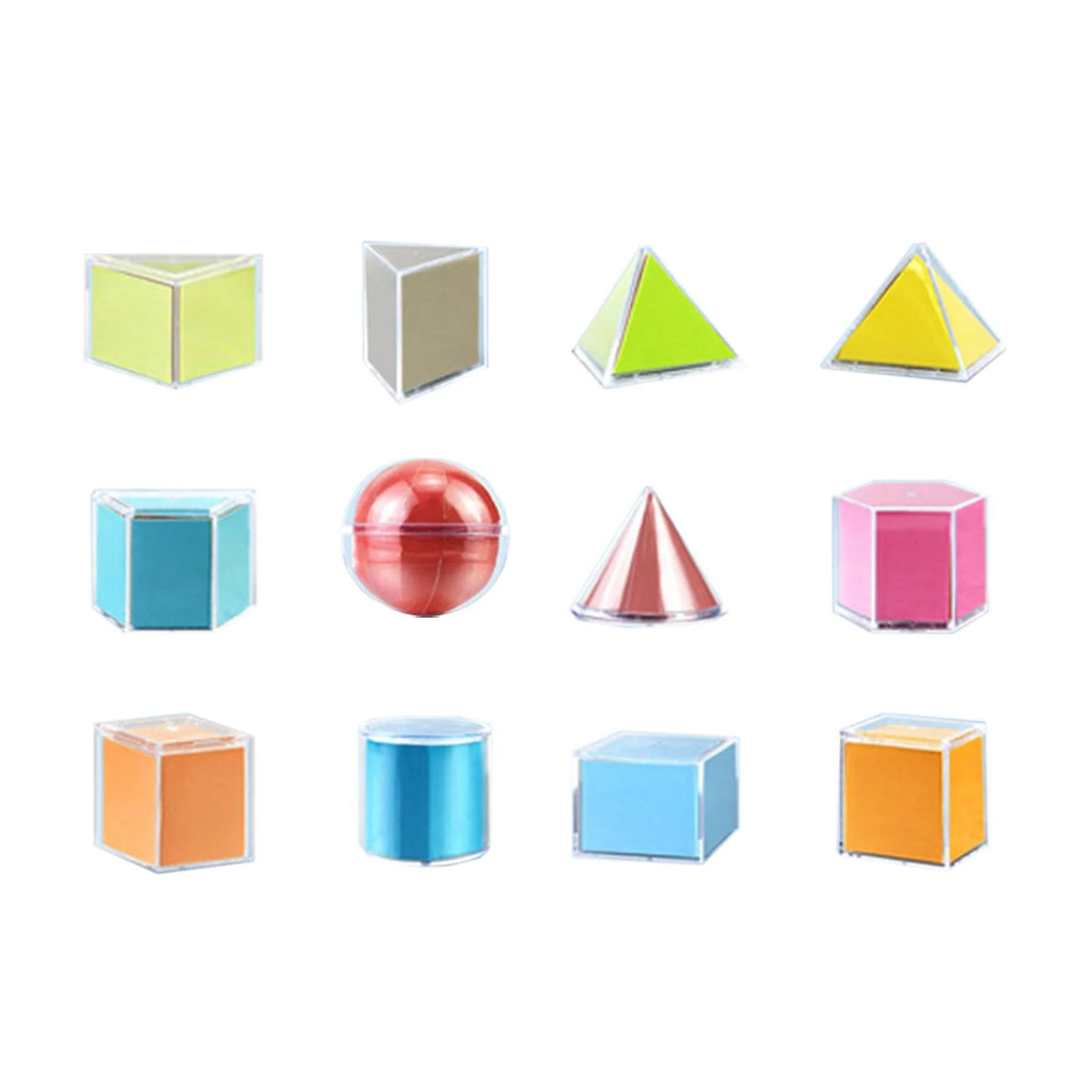 12 Pieces 3D Geometric Shapes Blocks Pattern Blocks Educational Toy T38610