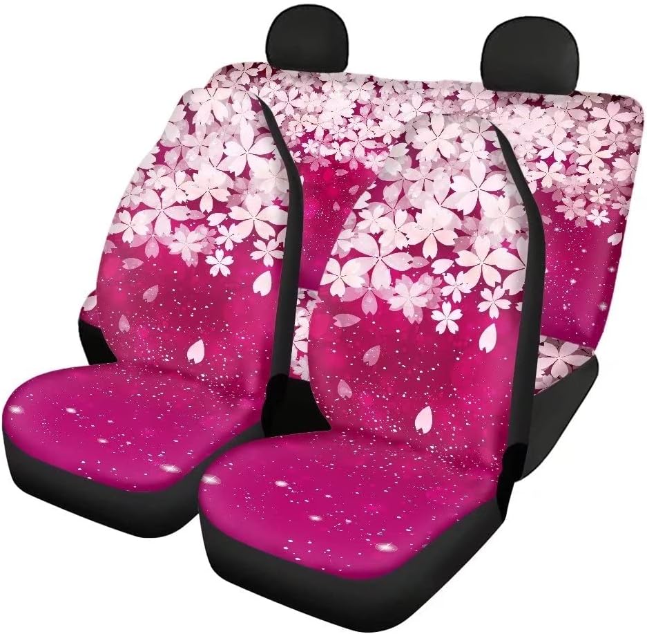 Red Kiss Lips Print 4pcs Car Seat Cover Set M1577