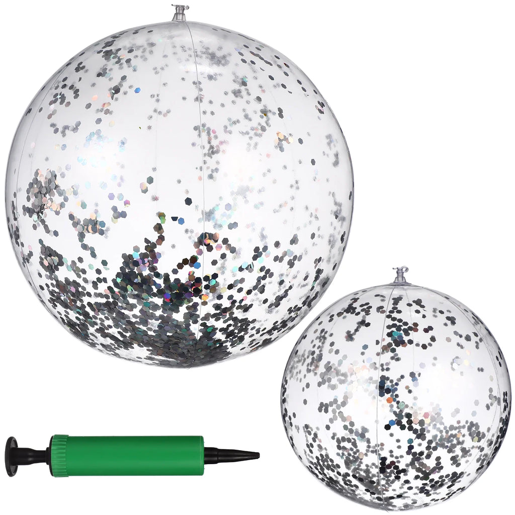 2 Pcs Inflatable Beach Balls with Air Pump Q2139