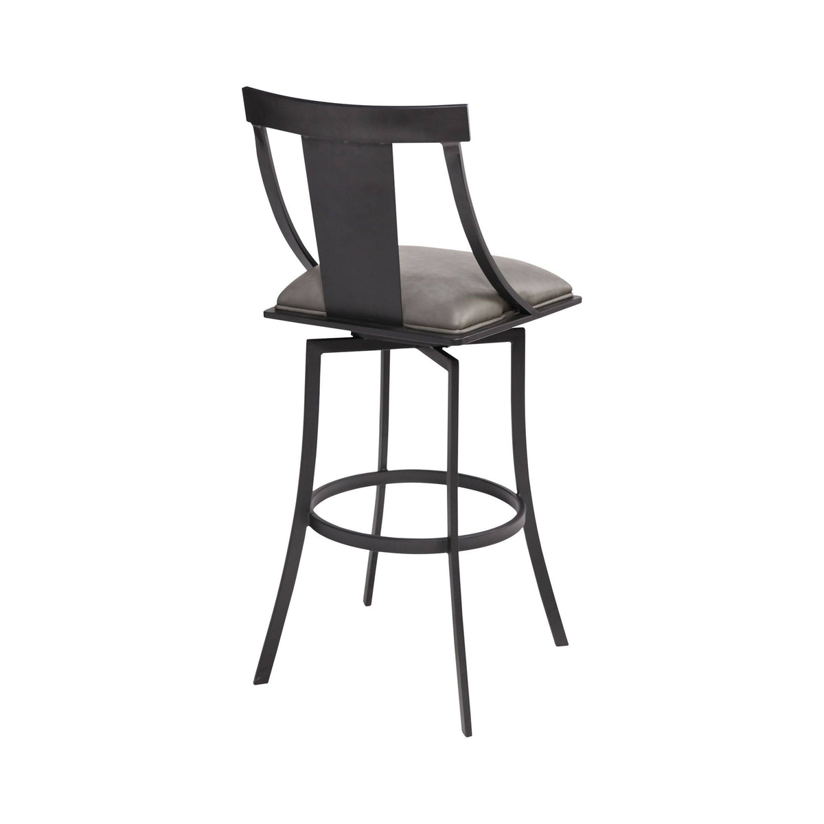 Matte Black Vintage Grey Faux Leather Bar Height Barstool Y944
