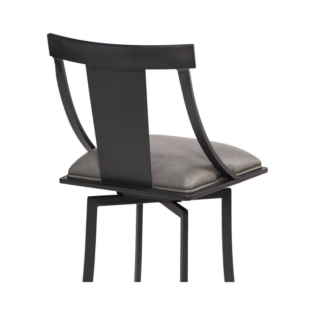 Matte Black Vintage Grey Faux Leather Bar Height Barstool Y944