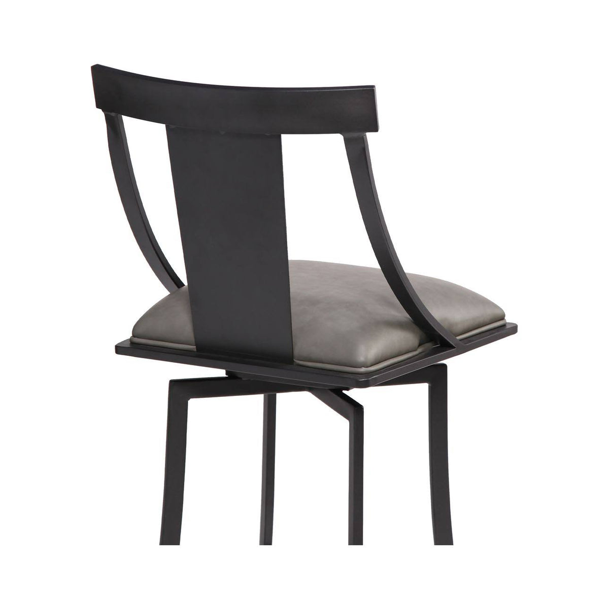 Matte Black Vintage Grey Faux Leather Bar Height Barstool Y944