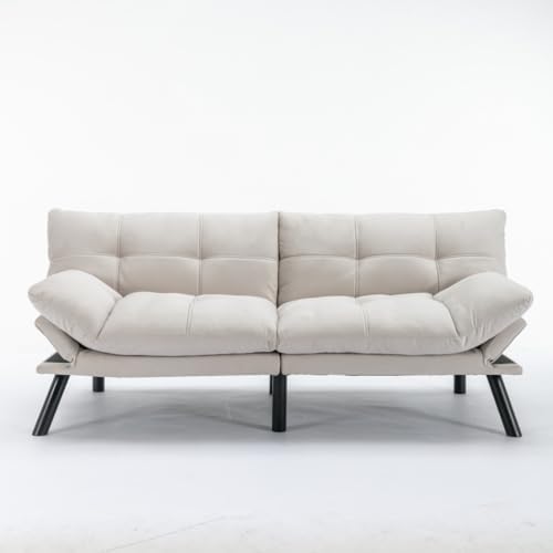 Velvet Convertible Sleeper Sofa Couch with Metal Legs B138