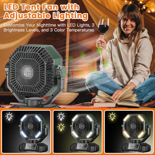 Portable Rechargeable Camping Fan with LED Lantern G584