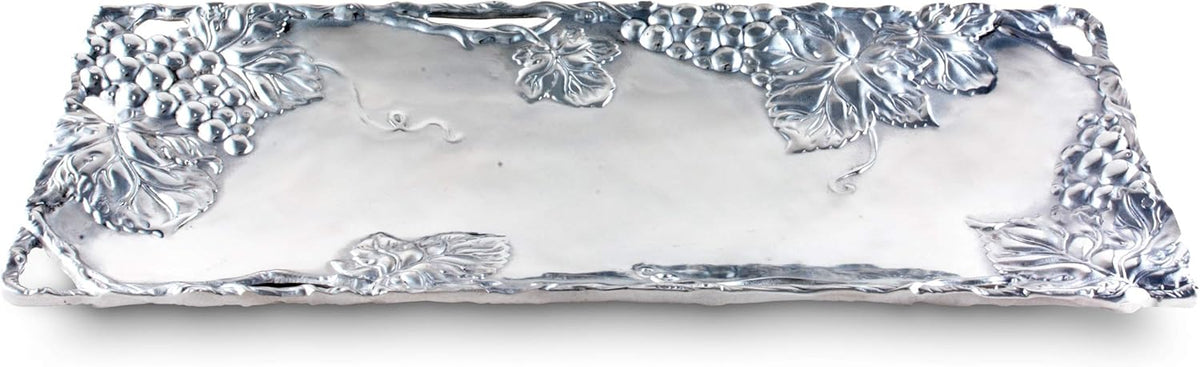 Metal Grapevine Oblong Serving Tray Sand Casted in Aluminum 19 inch x 8 inch Pack of 2 V29375