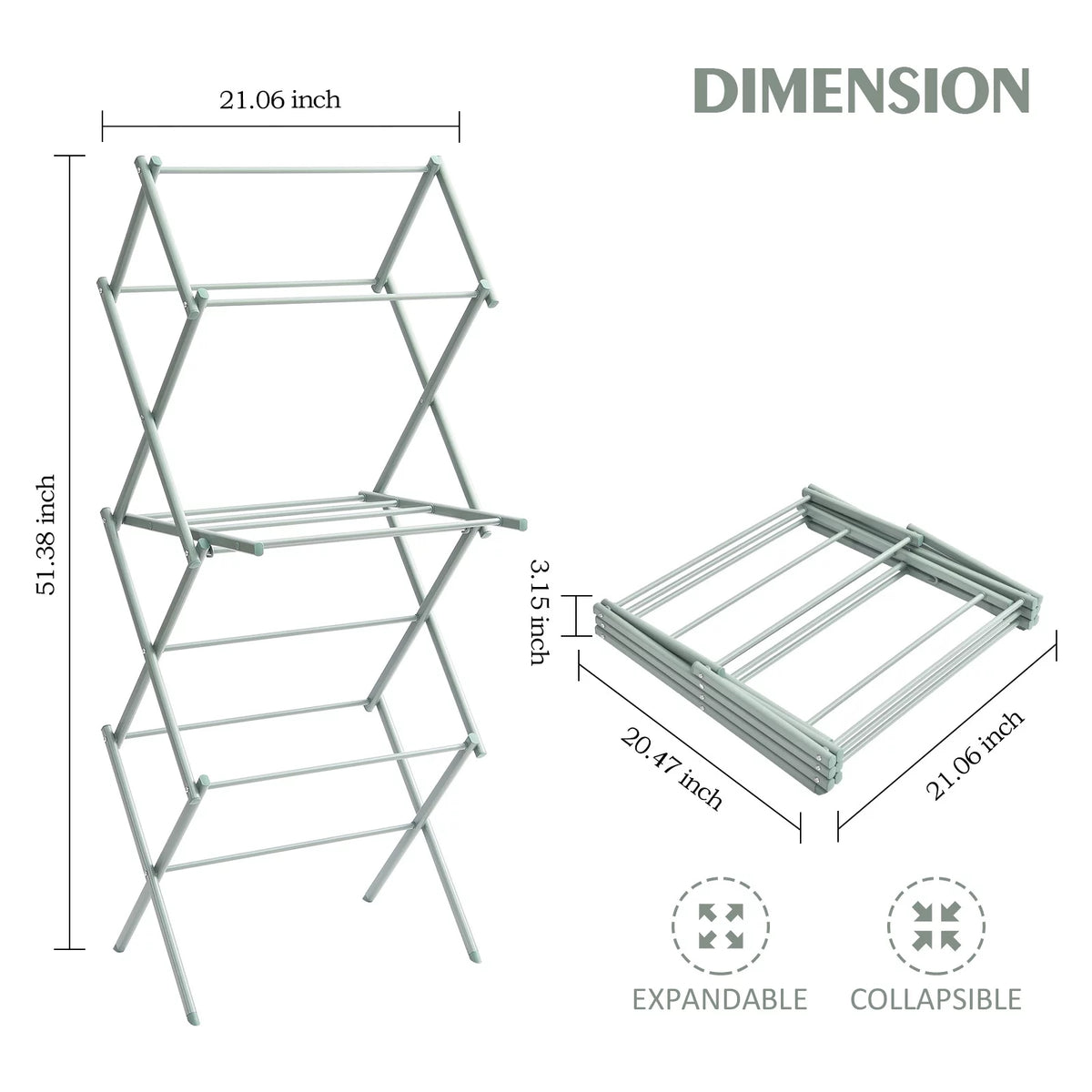 3-Tier Collapsible Steel Laundry Rack J855568