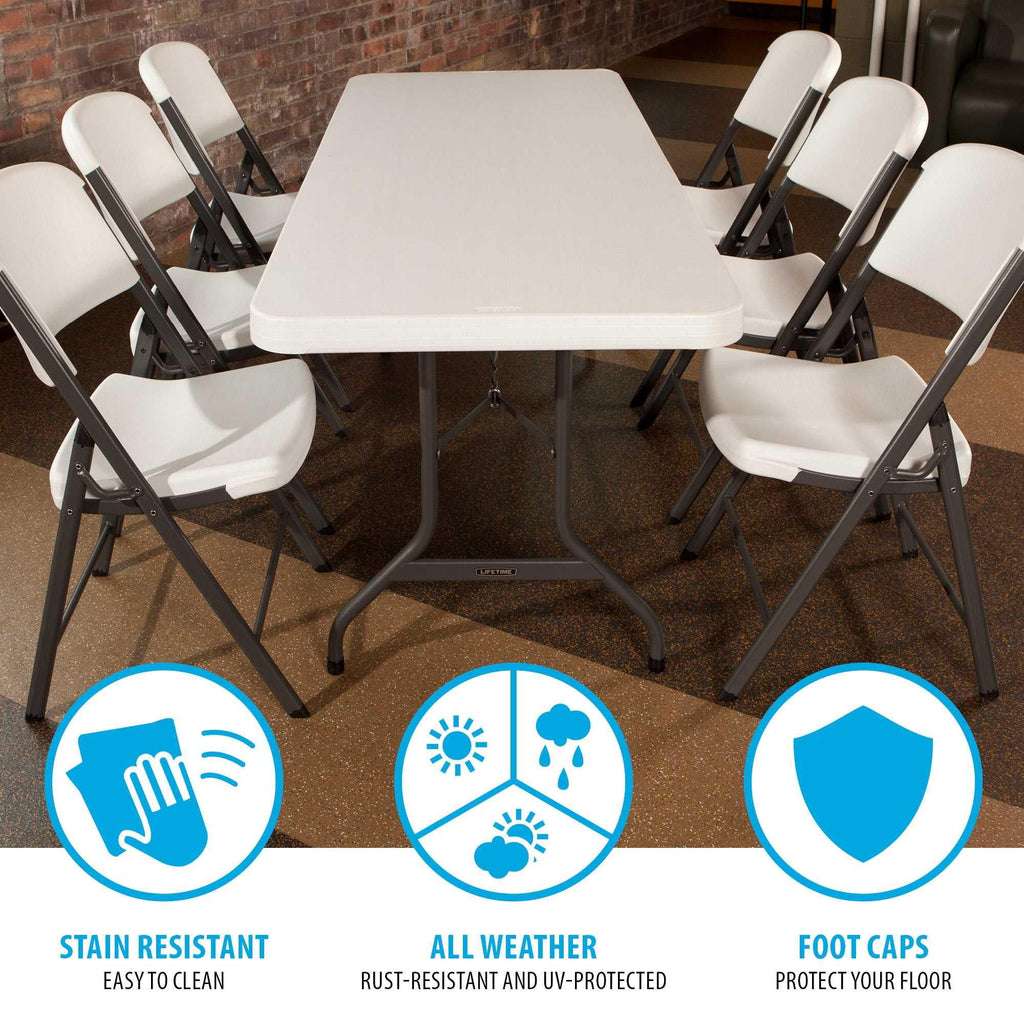 White 6 ft. Rectangle Folding Table Set of 4 P6693