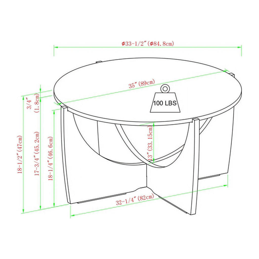 35" Round Wood Coffee Table A78858