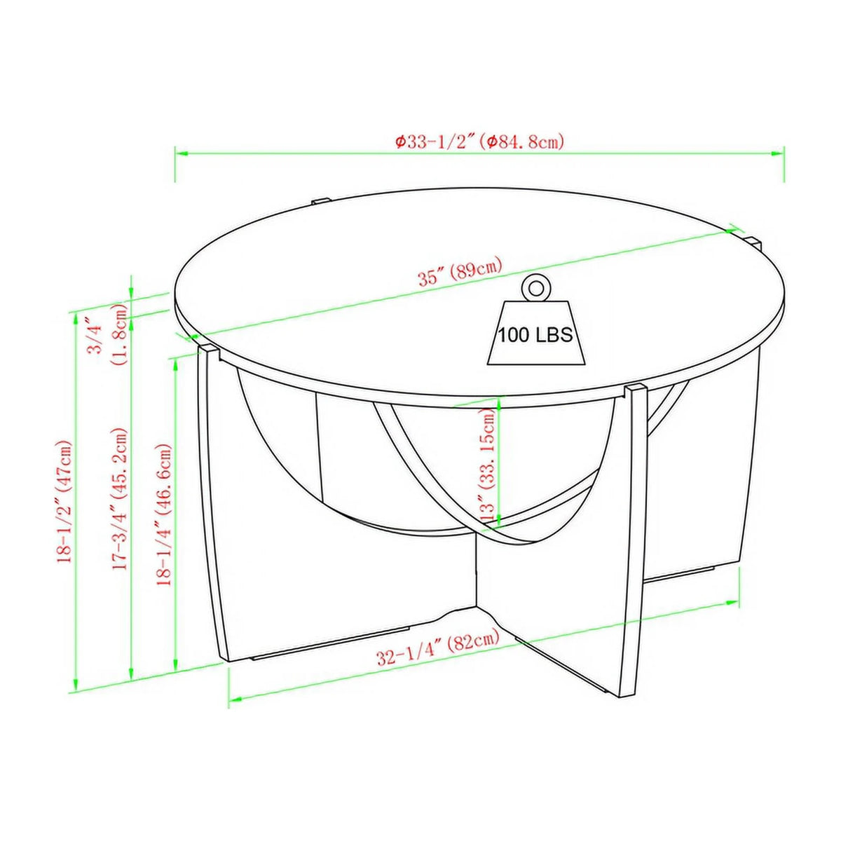 35" Round Wood Coffee Table A78858